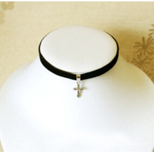 Black Velvet with Fashion Pendant Suede Choker (XJW13677)